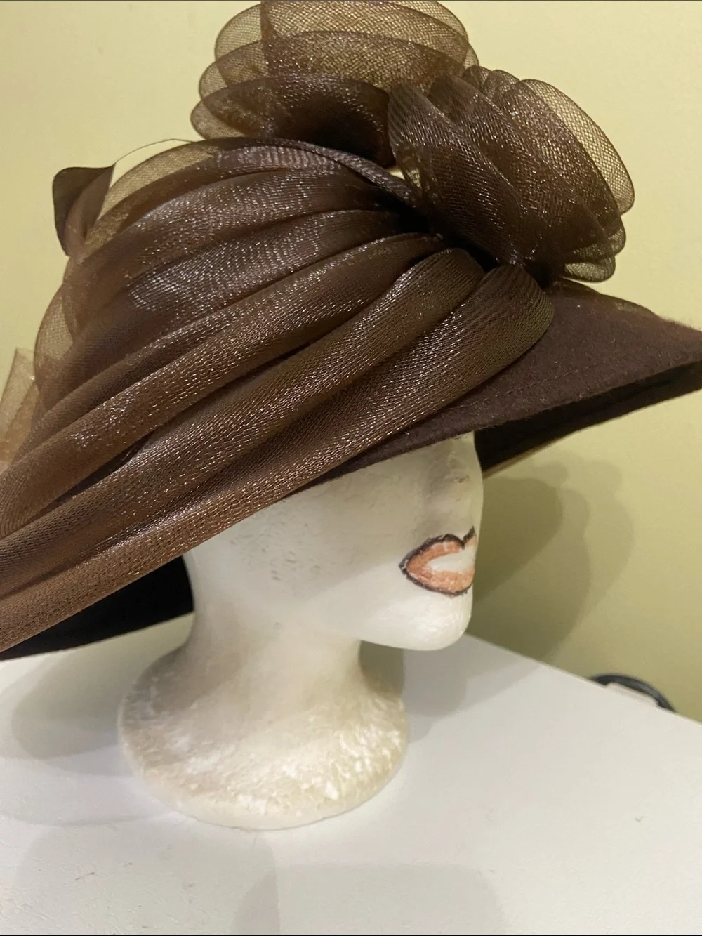 Beautiful Brown Dress Hat with Swirl Accent